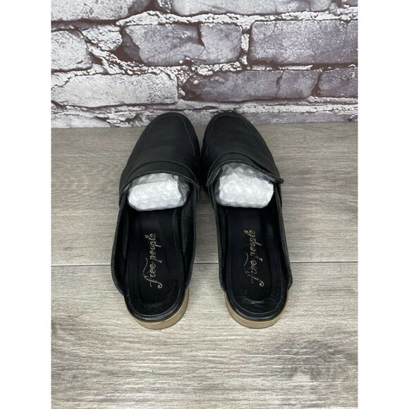 Free People At Ease Black Leather Loafer Slip On Classic Mules Women Sz 38.5EU/8 - Picture 5 of 16
